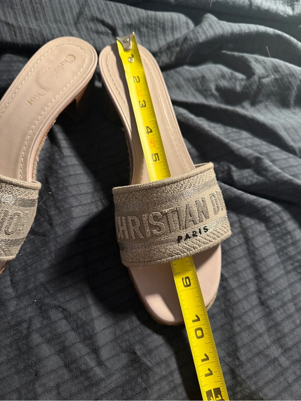 Dior Beige Embroidered Slide Mules - Picture 9 of 11
